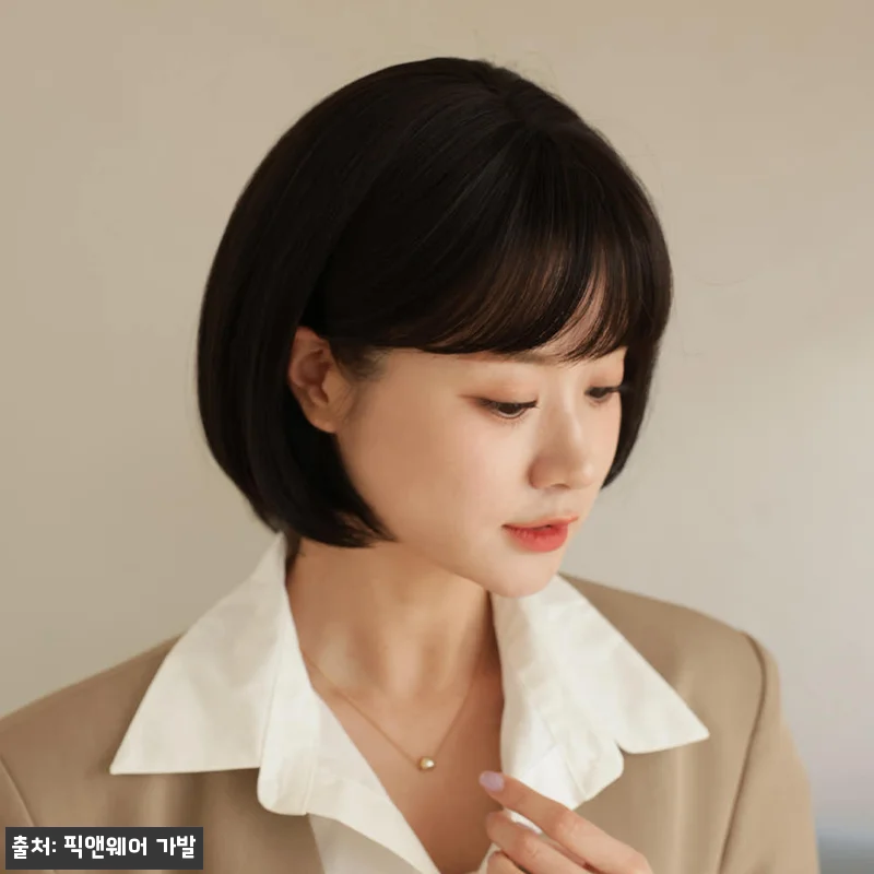 항암 여자가발 단발 머리 통가발 인모 관련 이미지 3