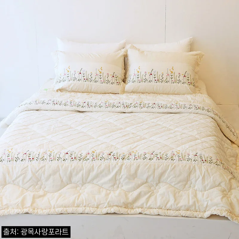 Home 67 국내제조 들꽃사랑 광목이불 자수 사계절 차렵, 침실 분위기 바꾸는 고급 꽃무늬 침구